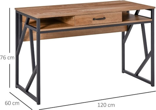 Desk made of Solid Wood Coffee with Metal Legs 120x60x76cm