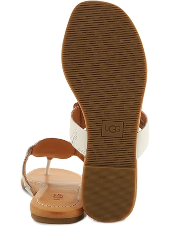 Gaila Leather Women's Flat Sandals in Beige Color