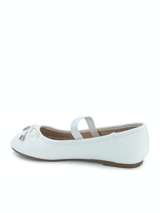 Balerini copii cu elastic de Piele Albe L06569