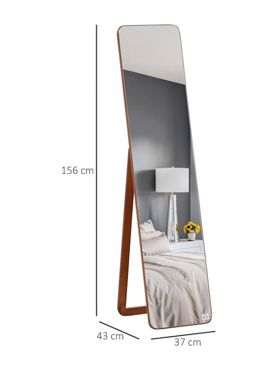 HomCom Oglindă De Podea Cu Cadru Din Lemn Maro 156x37cm