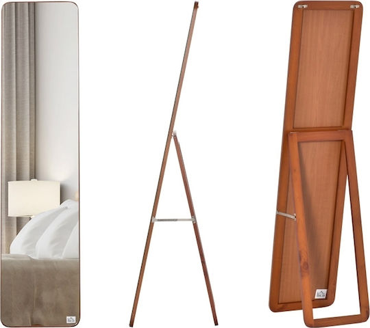 HomCom Oglindă De Podea Cu Cadru Din Lemn Maro 156x37cm