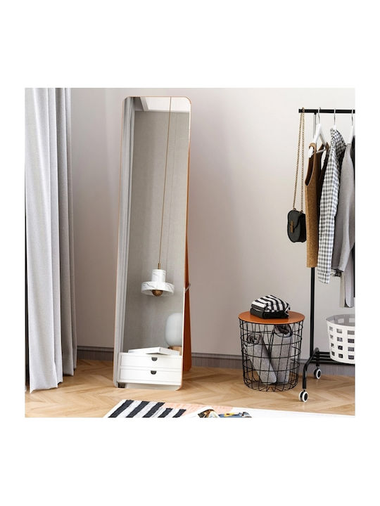HomCom Oglindă De Podea Cu Cadru Din Lemn Maro 156x37cm