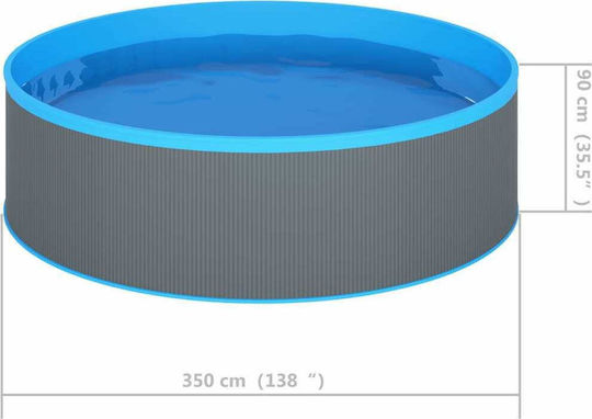 vidaXL Στρογγυλή Πισίνα PVC 7200lt Φουσκωτή 350x90εκ. Γκρι
