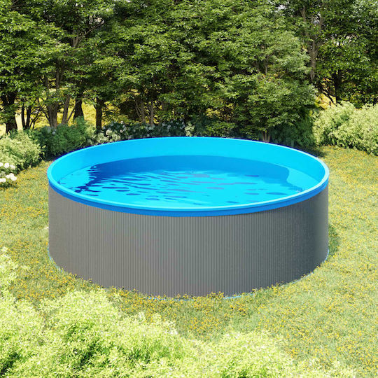vidaXL Στρογγυλή Πισίνα PVC 7200lt Φουσκωτή 350x90εκ. Γκρι
