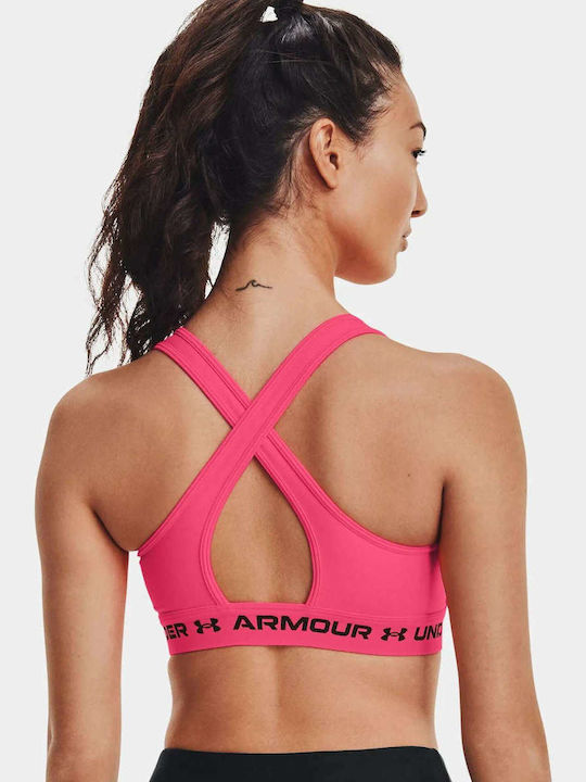 Under Armour Crossback Mid Γυναικείο Αθλητικό Μπουστάκι Ροζ