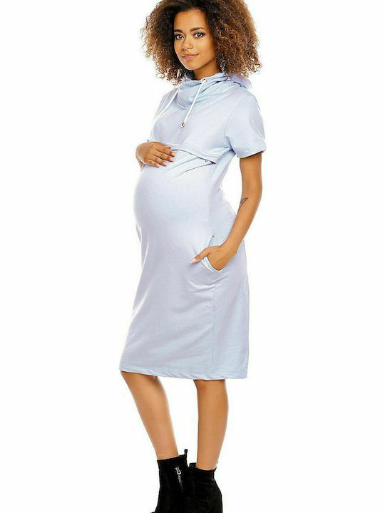 PeeKaBoo 1581 Κοντομάνικο Φόρεμα Εγκυμοσύνης Γαλάζιο