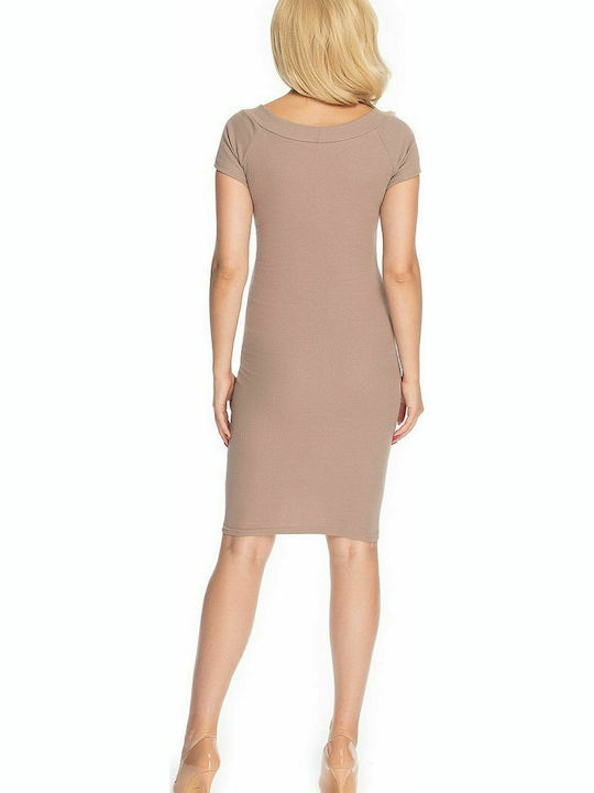 PeeKaBoo Summer Cotton Short Sleeve Maternity Mini Dress 1702 Beige