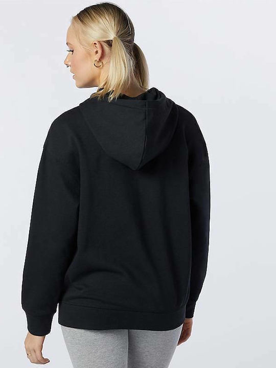 New Balance Essentials Stacked Logo Φούτερ Μαύρο με Κουκούλα