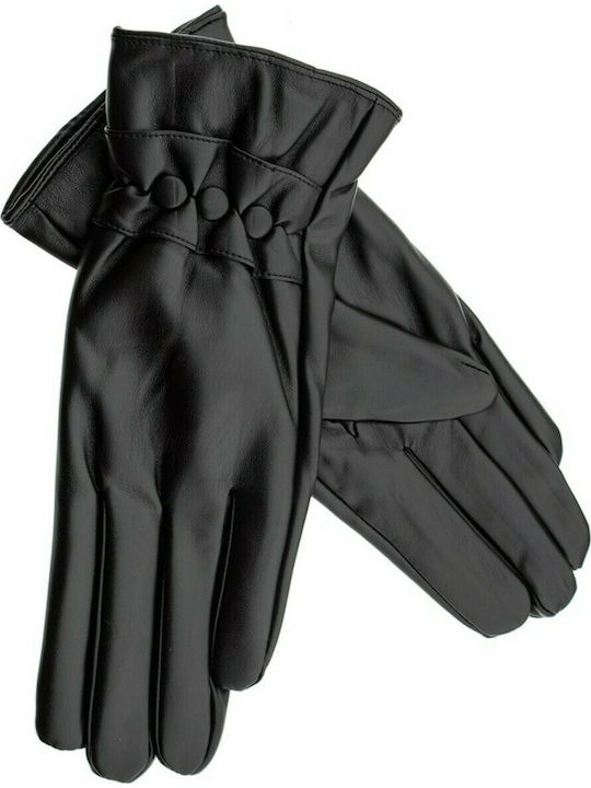 Verde 02-588 Μαύρα Γυναικεία Δερμάτινα Γάντια