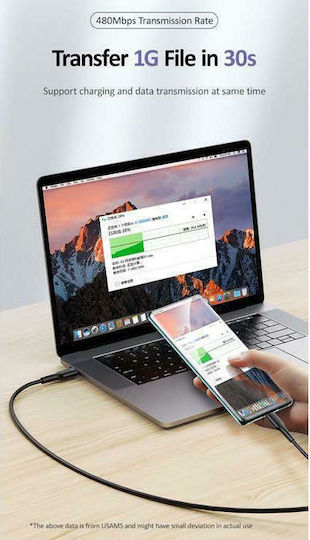 Usams US-SJ459 USB 2.0 Kabel USB-C männlich - USB-C 100W PD Schwarzes 1,2m SJ459USB01