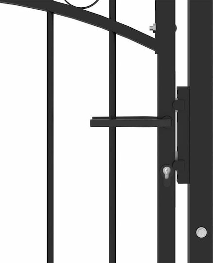 vidaXL Fencing Gate with Spikes Black Steel Metal Fence Gate with Spears in Black Color 1.25x1.0m