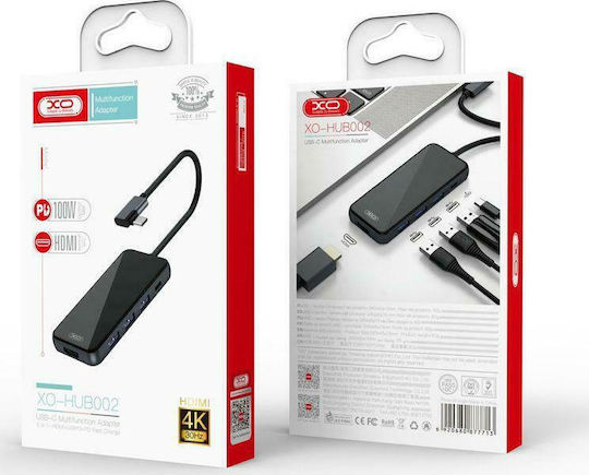 XO HUB002 USB-C Docking Station με HDMI 4K PD Μαύρο