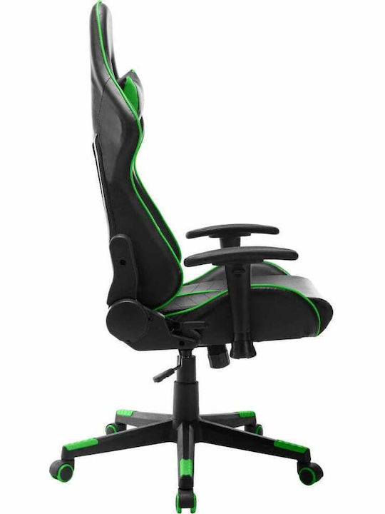 vidaXL 20505 Καρέκλα Gaming Δερματίνης με Ρυθμιζόμενα Μπράτσα Μαύρο/Πράσινο