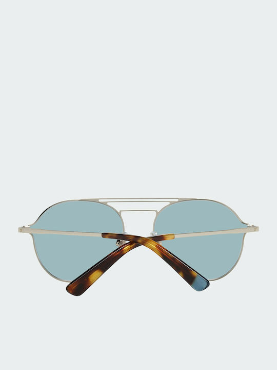 Web Men's Sunglasses with Gold Metal Frame and Light Blue Lens WE0230 32X