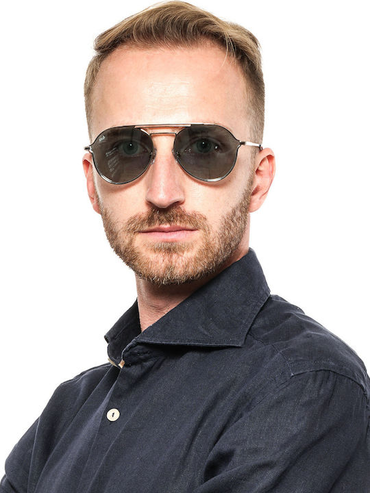 Web Men's Sunglasses with Gold Metal Frame and Light Blue Lens WE0230 32X