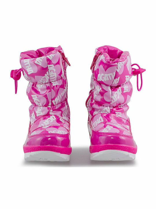 Kids Snow Boots with Zipper Fuchsia