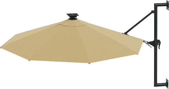 Wall Mounted Circular Metal Parasol Taupe Diameter 3xHeight 1.31m