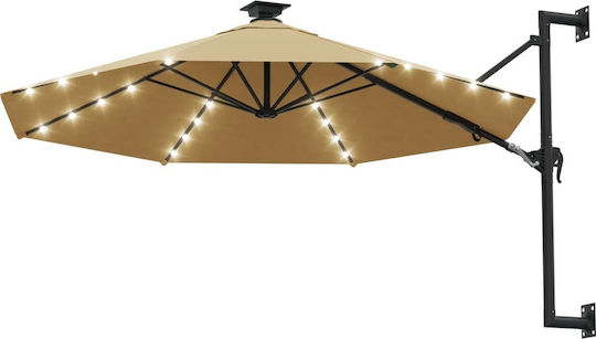 Wall Mounted Circular Metal Parasol Taupe Diameter 3xHeight 1.31m