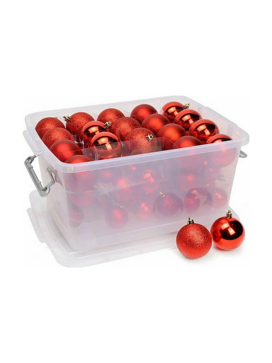 Weihnachtshänger Kugel Ornament Plastik Rot Set 70Stück