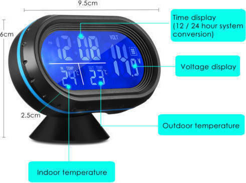 Factory VST-7009V Car Dashboard Voltmeter Digital Instrument 25mm Μπλε