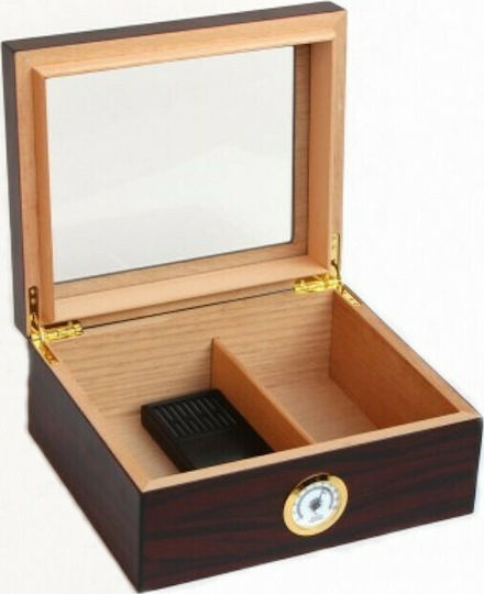 Humidor Cherry Ξύλινη Βιτρίνα Υγραντήρας 40 Πούρων με Υγρόμετρο 26x22x11εκ.