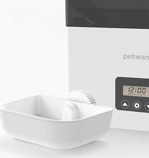 PetWant F4-LCD Automat Hranitoare din Plastic ABS pentru Câine & Pisică 2.3lt 40cm în Culoare Alb