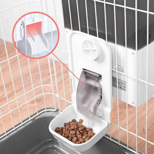 PetWant F4-LCD Automat Hranitoare din Plastic ABS pentru Câine & Pisică 2.3lt 40cm în Culoare Alb