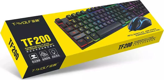 T-Wolf TF200 Σετ Gaming Πληκτρολόγιο με RGB φωτισμό & Ποντίκι (Αγγλικό UK)