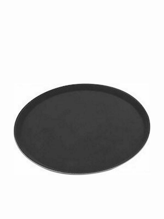 Round Tray Non-Slip of Plastic In Black Colour 36x36cm 1pcs