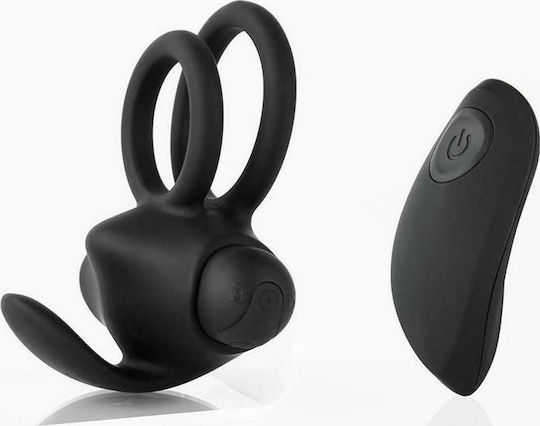 Tardenoche Reerin Dual Vibrating Ring with USB Remote Control Black
