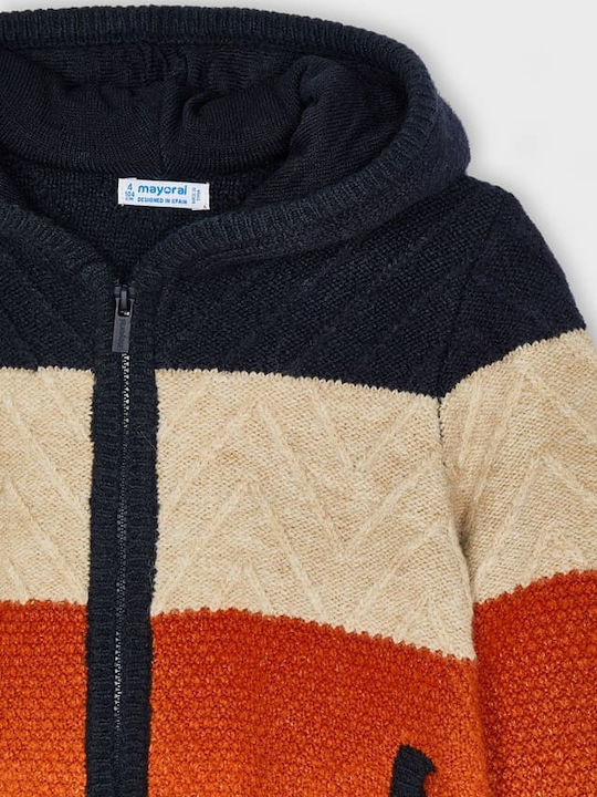 Mayoral Boys Knitted Hooded Cardigan with Zipper Multicolour