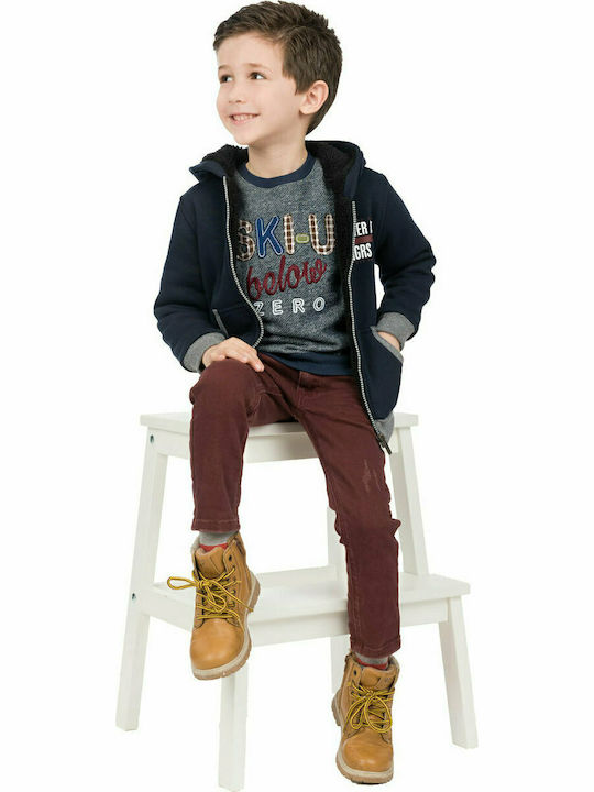 Energiers Boys Hooded Cardigan with Zipper Blue