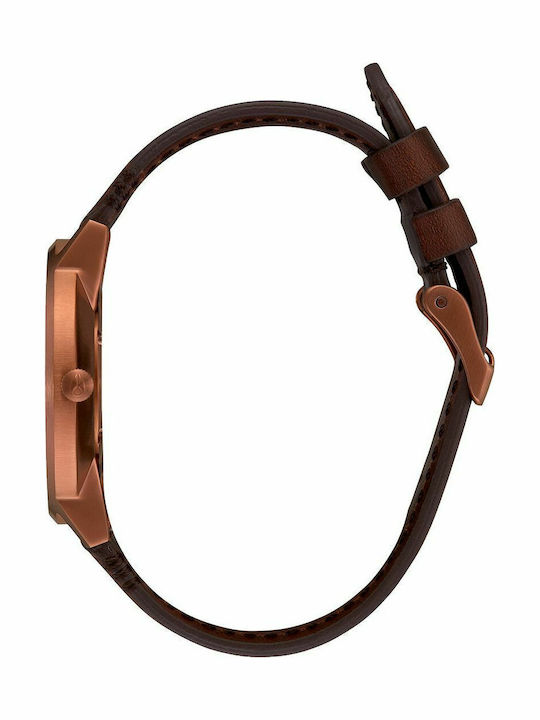 Nixon Porter Ανδρικό Ρολόι 40mm με Καφέ Δερμάτινο Λουράκι