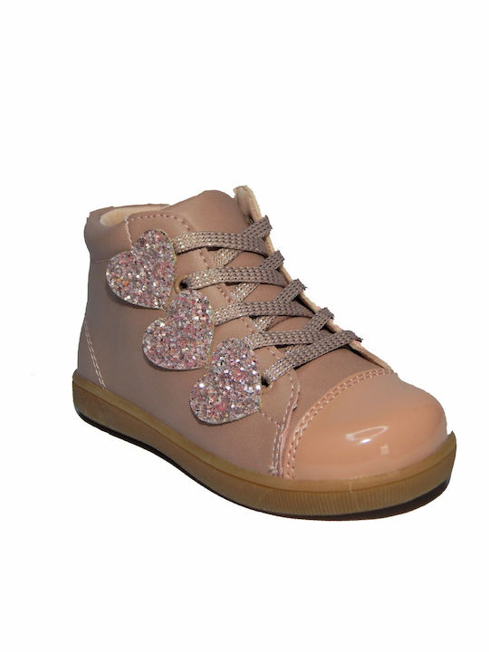 Oscal Kids Leather Boots with Zipper Pink