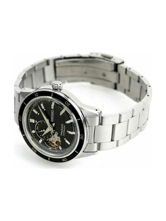 Seiko Presage Basic Line Ανδρικό Ρολόι 40.8mm Χρονογράφος Αυτόματο με Ασημί Μεταλλικό Μπρασελέ
