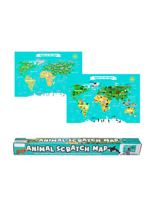Out of the Blue Animal Scratch Map Scratch Map for Office Decoration 88x52cm (Miscellaneous Colors)
