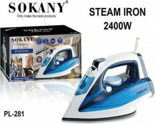 Sokany PL-281 Σίδερο Ατμού 2400W με Κεραμική Πλάκα και Συνεχόμενη Παροχή Ατμού 25gr/min