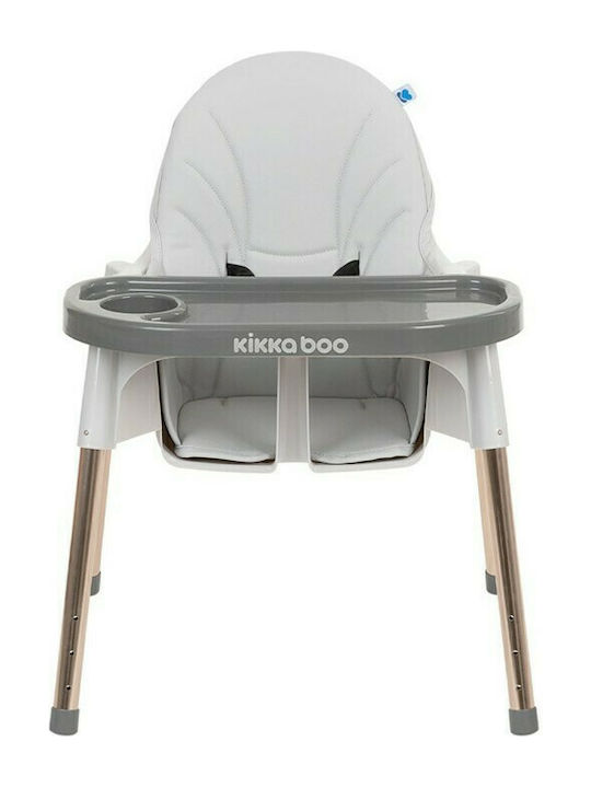 Kikka Boo Sky-High Highchair 2 in 1 with Metal Frame & Leatherette Seat Grey