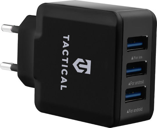 Tactical Ladegerät ohne Kabel mit 3 USB-A Anschlüsse Schwarzs (LZ-043)