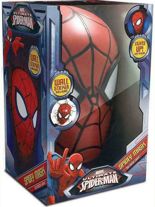 3DLightFX Kids Wall Light Led Plastic Spiderman Mask