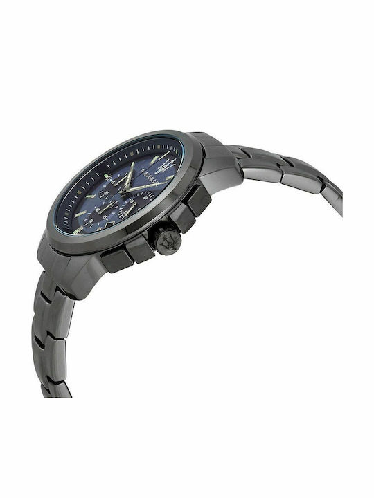 Maserati Ανδρικό Ρολόι 45mm Χρονογράφος Μπαταρίας με Μαύρο Μεταλλικό Μπρασελέ