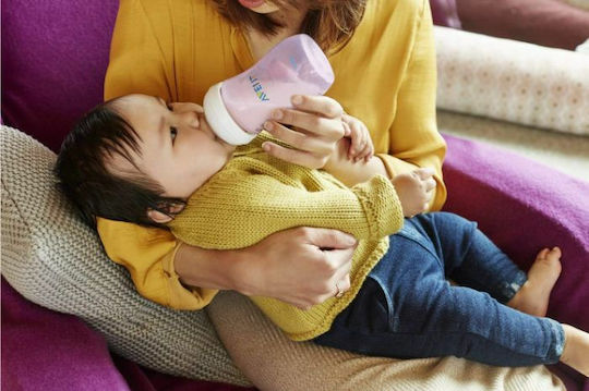 Philips Philips Kunststoff Babyflasche Natural Anti-Kolik mit Silikon Saugflasche für 3-6 Monate Rosa Pink 260ml