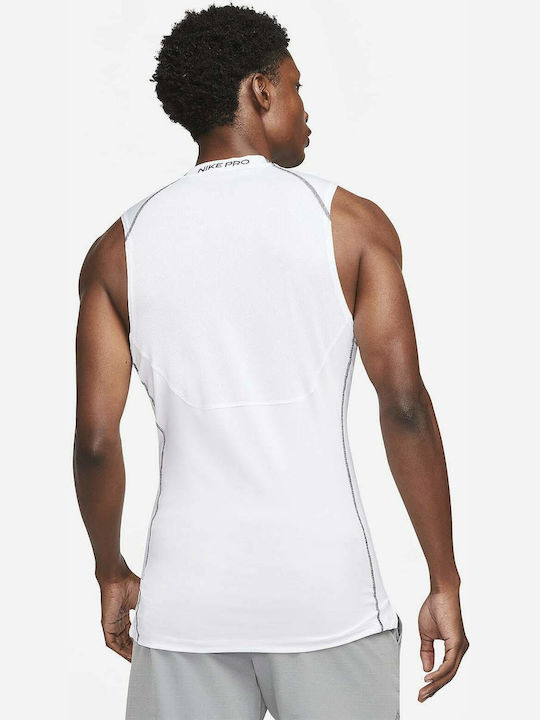 Nike Pro Tight Ανδρική Μπλούζα Dri-Fit Αμάνικη Λευκή
