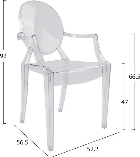 Dining Armchair Made of Transparent Polypropylene 52.2x56.5x92cm
