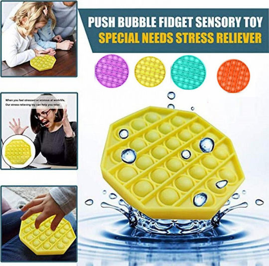Οκτάγωνο Pop it Fidget Σιλικόνης Μονόκερος Κίτρινο