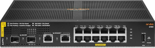 HP Aruba 6100 Managed L2 PoE+ Switch with 12 Gigabit (1Gbps) Ethernet Ports and 2 SFP Ports