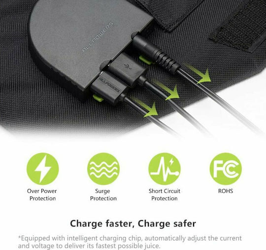 Allpowers SP012 Сгъваем Слънчев Зарядно Устройство Преносими устройства / Акумулаторни батерии 100W 5V с USB връзка (AP-SP012BLA)