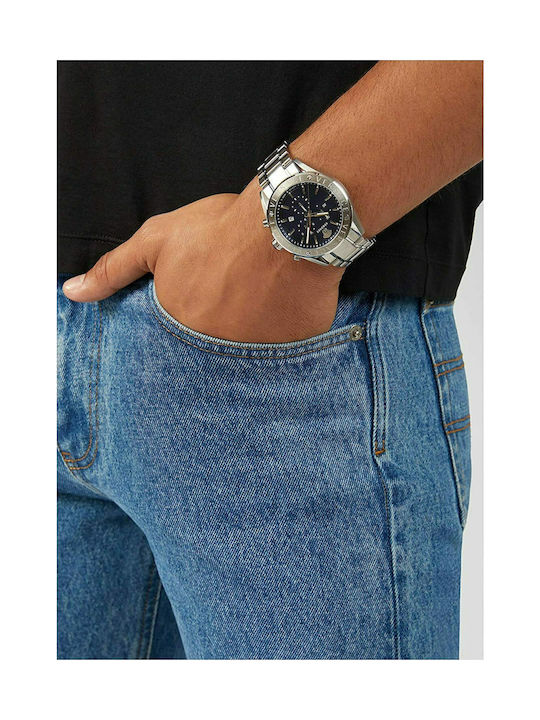 Versace V-Chrono Watch Chronograph Battery with Silver Metal Bracelet