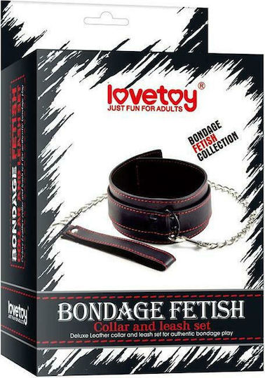 Lovetoy Collar & Leash Bondage Collar in Black Color