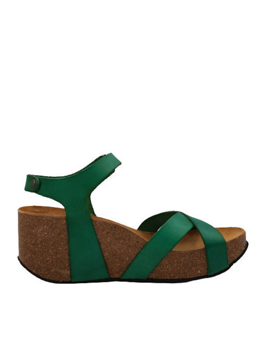 Plakton Anatomic Women's Ankle Strap Platforms Green